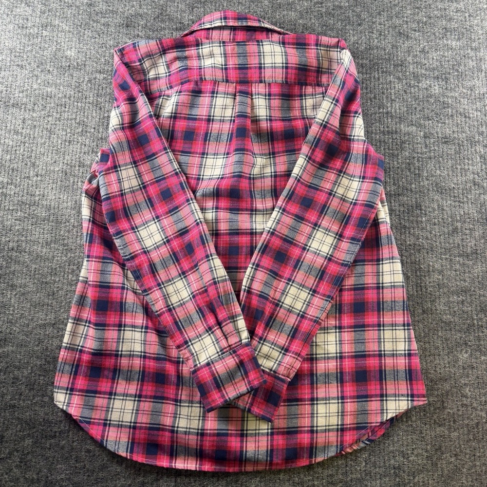 VINEYARD VINES Fuchsia Navy Gingham Plaid Cotton Cashmere Flannel Shirt Size 4 - Picture 3 of 9
